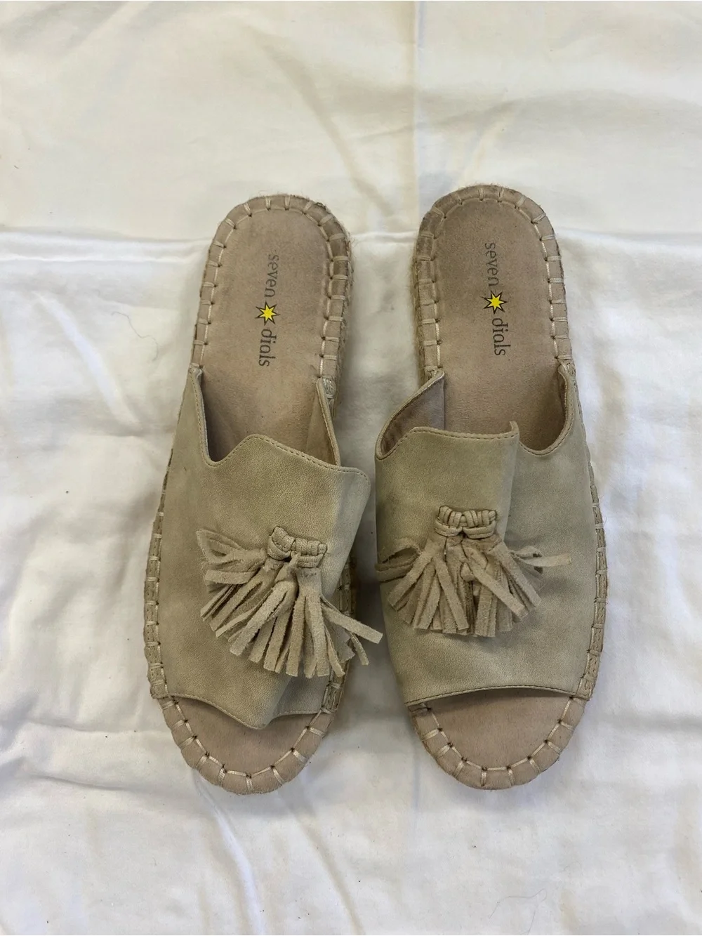 Seven Dials Cream Tassel Espadrille Slide